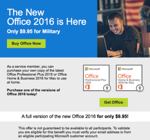 ms office for mac military discount